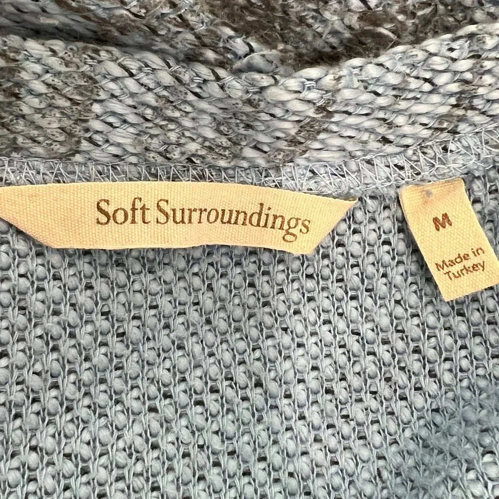 Soft Surroundings‎ Size Medium Blue Black Long Sleeve Knit Sweater Top